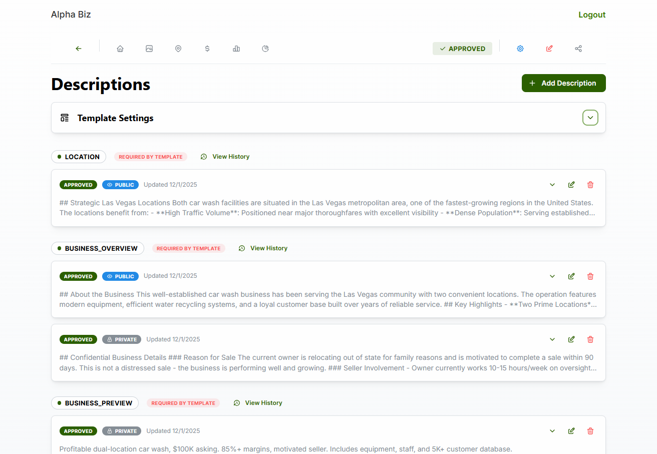 Descriptions with Public/Private Versions