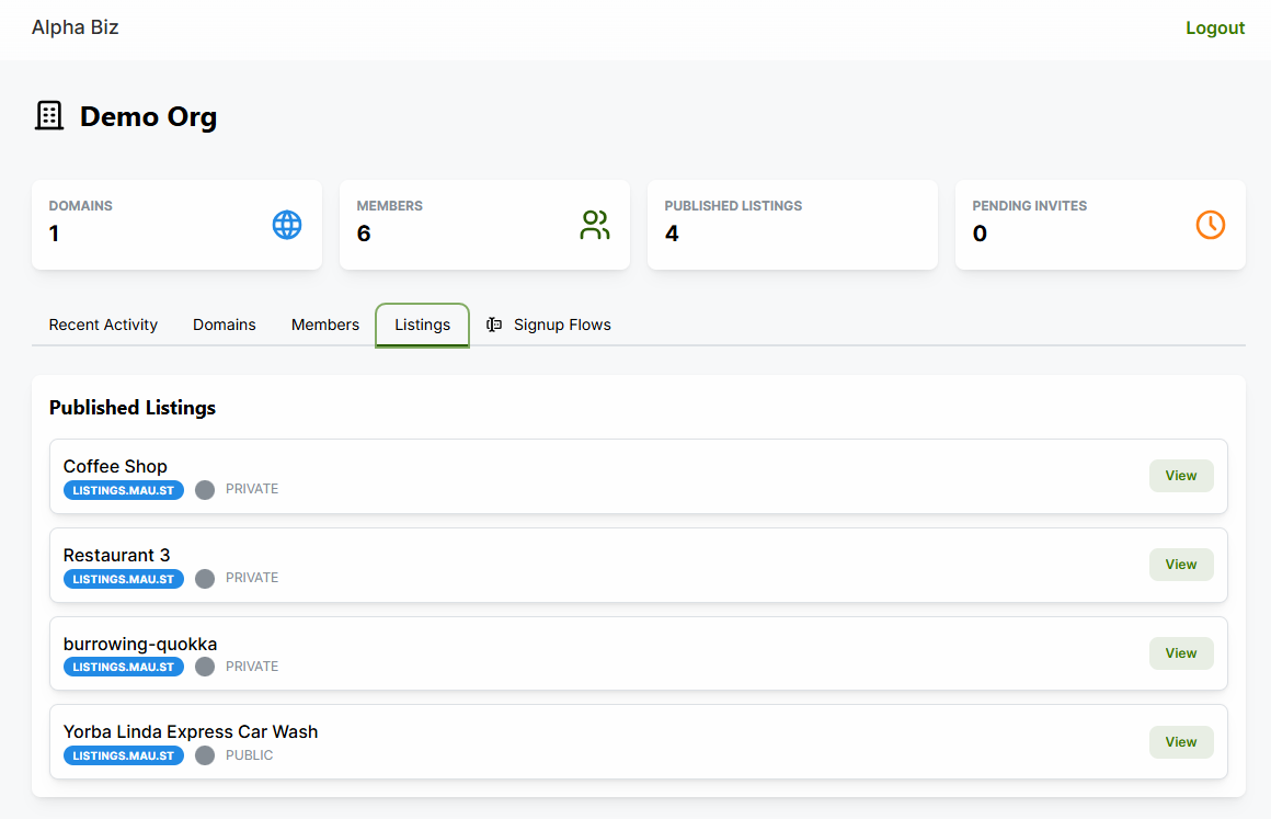 Shared Listings Dashboard
